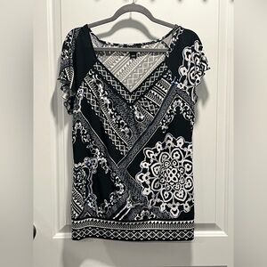 White House Black Market Women's Short Sleeve Blouse - Size L